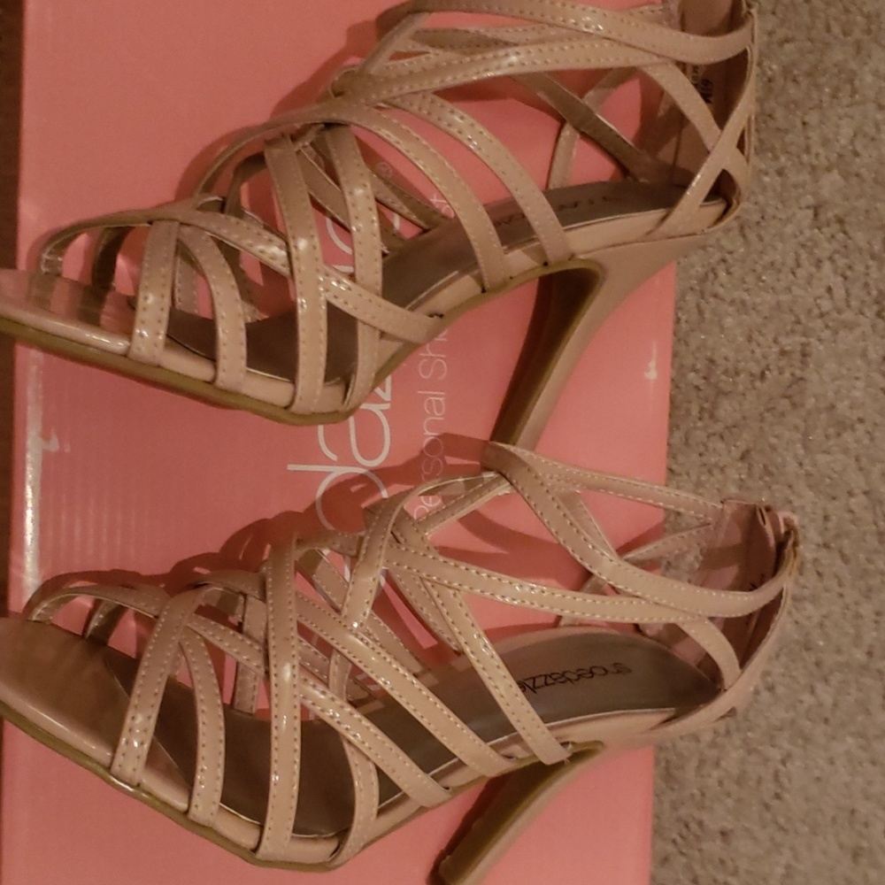 Blush strappy heels